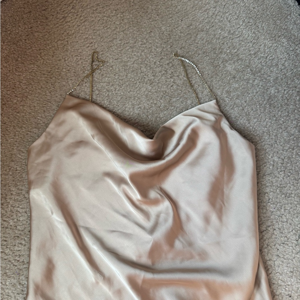 House of Harlow 1960 Satin Cowl Neck Dress in Cream
